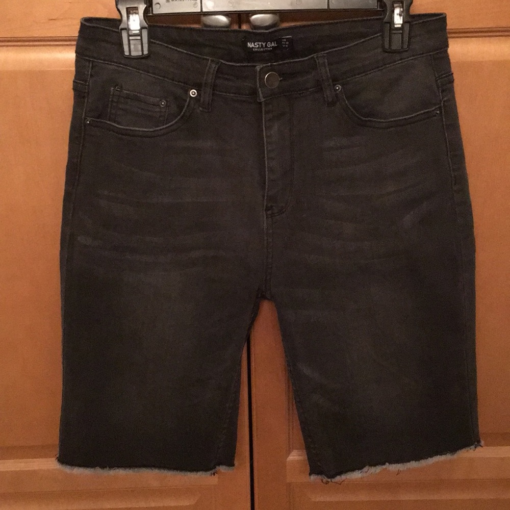 Nasty Gal faded black bermuda shorts